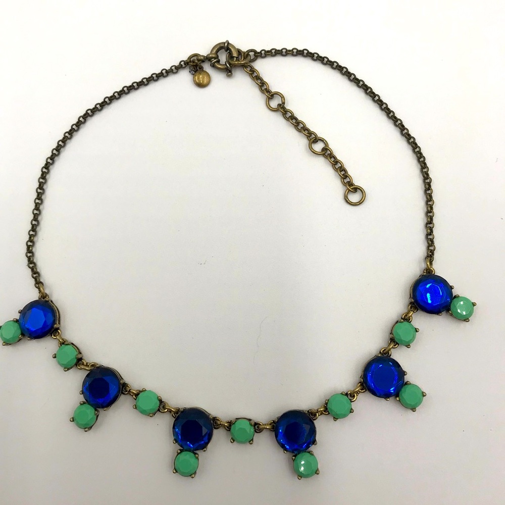 J. Crew Mint Green and Cobalt Blue stones with Brass Chain